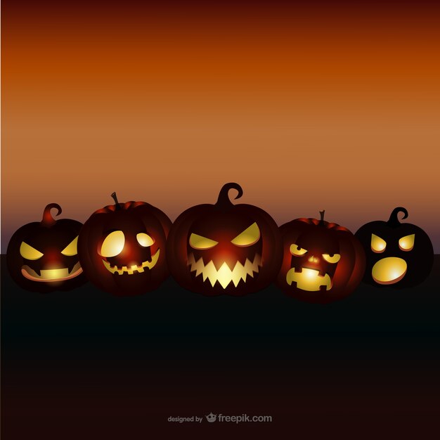 Fondo de Halloween con calabazas malvadas