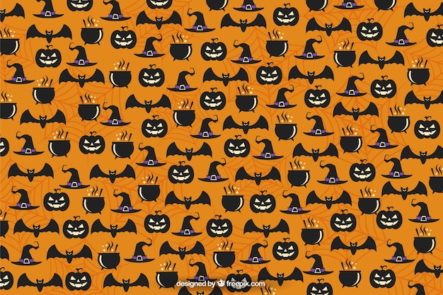 Vector gratuito fondo de halloween en colores naranja y negro