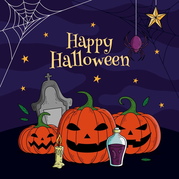 Fondo de halloween dibujado a mano