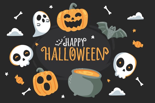Fondo de halloween dibujado a mano