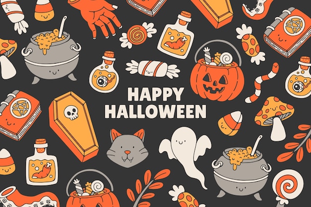 Vector gratuito fondo de halloween dibujado a mano