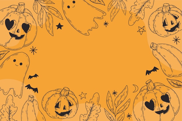Vector gratuito fondo de halloween dibujado a mano