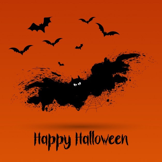 Vector gratuito fondo de halloween con diseño grunge murciélago