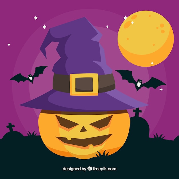 Vector gratuito fondo de halloween con diseño plano