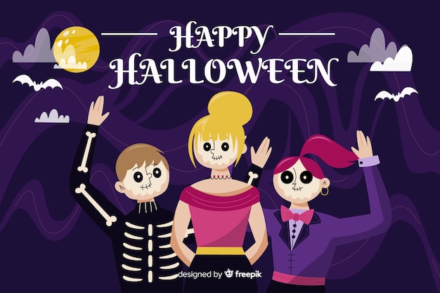 Vector gratuito fondo de halloween en diseño plano