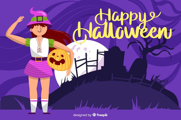 Vector gratuito fondo de halloween en diseño plano