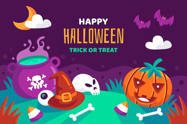 Vector gratuito fondo de halloween de diseño plano