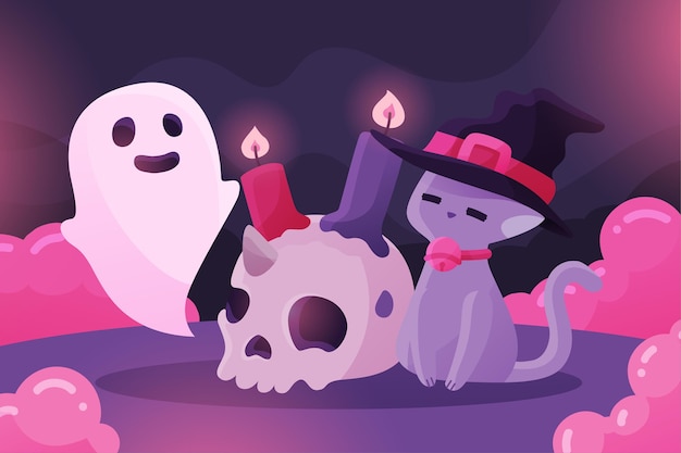 Vector gratuito fondo de halloween de diseño plano