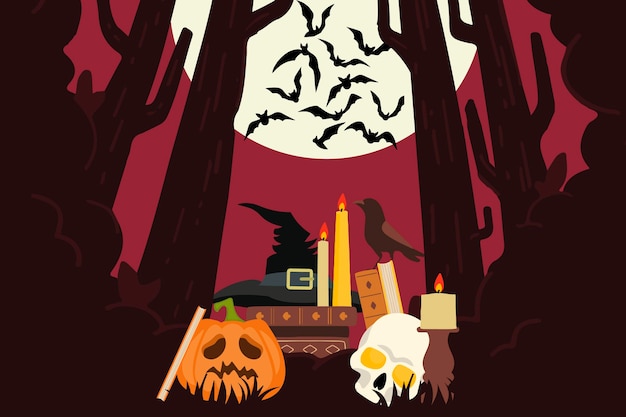 Vector gratuito fondo de halloween de diseño plano