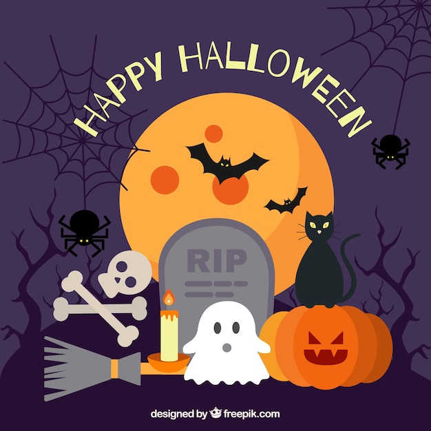 Fondo de halloween con elementos 
