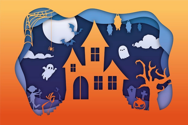 Vector gratuito fondo de halloween estilo papel