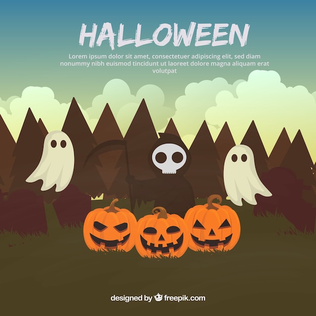 Vector gratuito fondo de halloween con estilo terrorífico