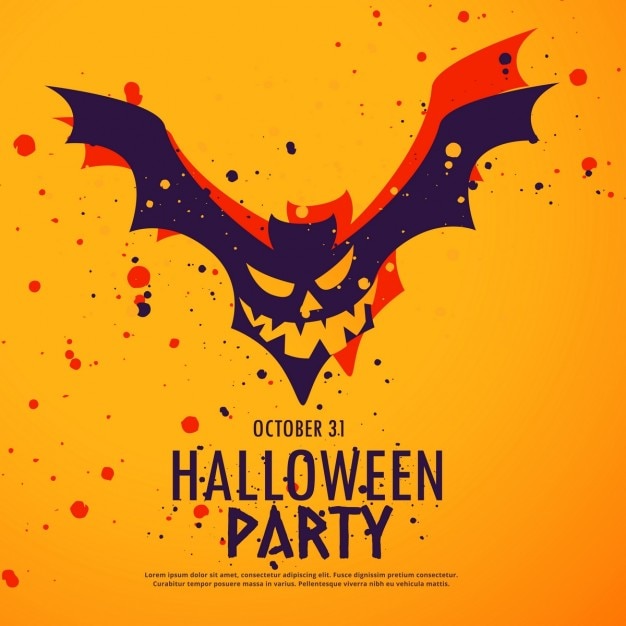 Vector gratuito fondo de halloween naranja con un murcélago y una calabaza