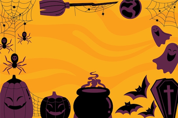 Fondo de halloween plano dibujado a mano