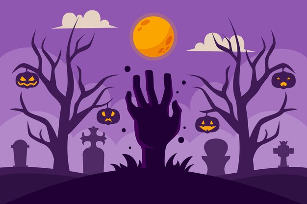 Fondo de halloween plano dibujado a mano