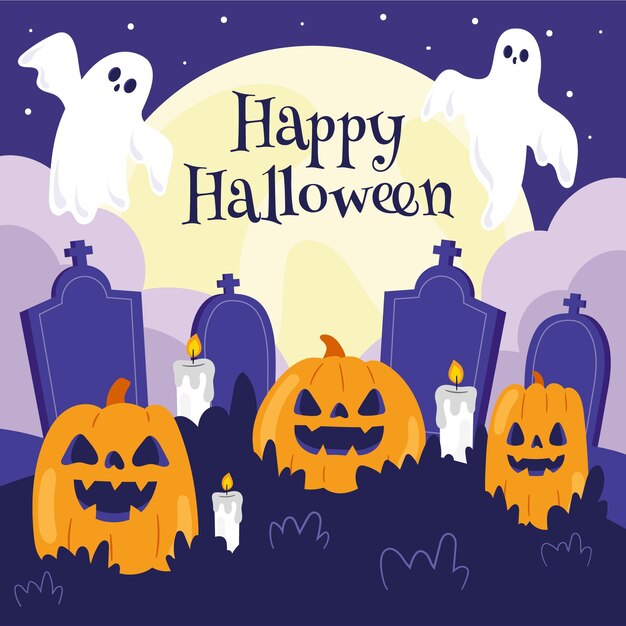 Fondo de halloween plano dibujado a mano