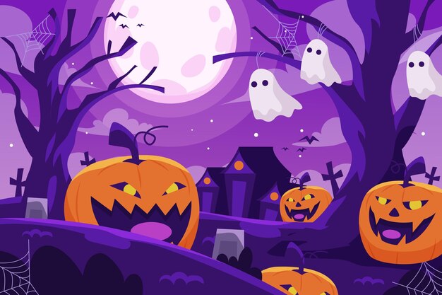 Fondo de halloween plano dibujado a mano