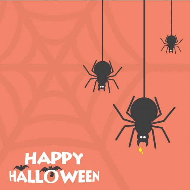 Vector gratuito fondo de halloween con tres arañas