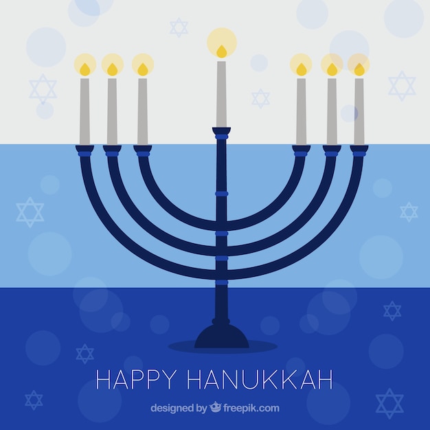 Fondo de hanukkah con candelabro y estrellas en diseño plano