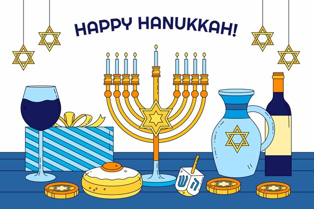Fondo de hanukkah dibujado a mano