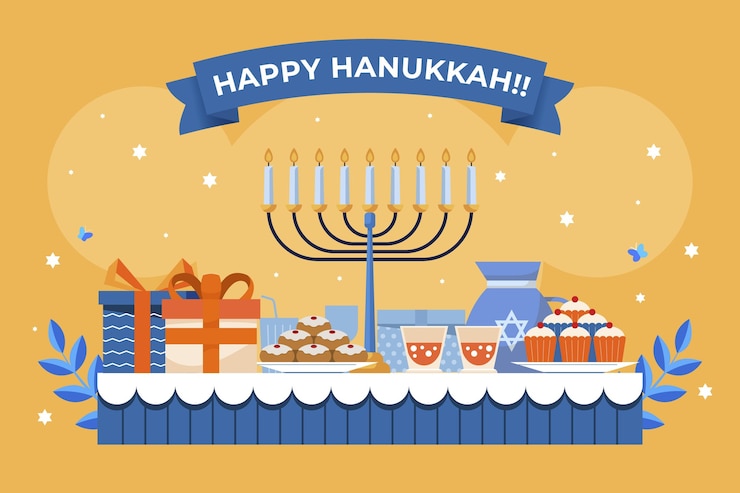 Vector gratuito fondo de hanukkah plano dibujado a mano
