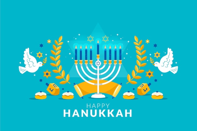 Fondo de hanukkah plano dibujado a mano