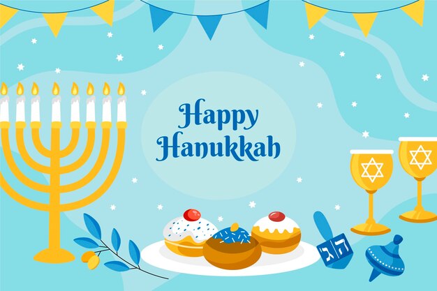 Fondo de hanukkah plano dibujado a mano
