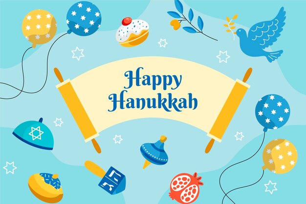 Fondo de hanukkah plano dibujado a mano