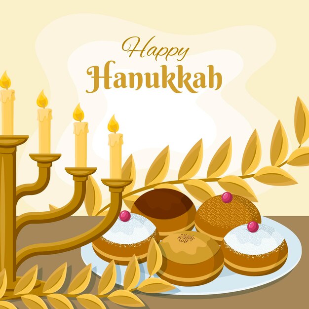 Fondo de hanukkah plano dibujado a mano