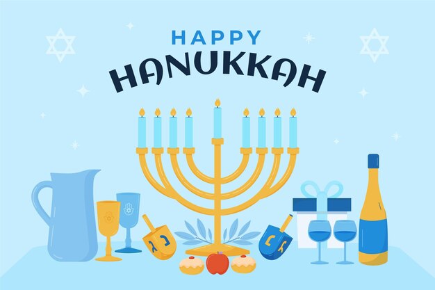 Fondo de hanukkah plano dibujado a mano