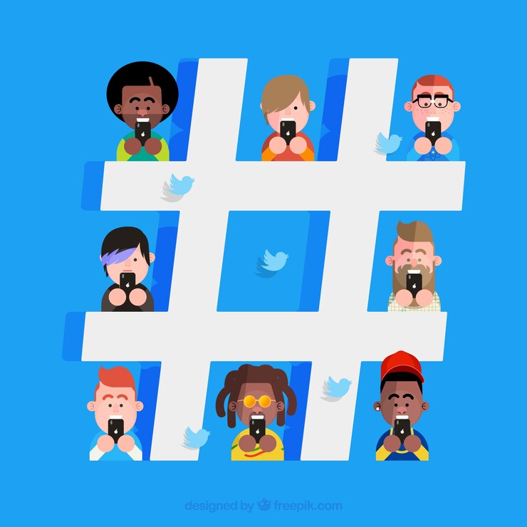 Vector gratuito fondo de hashtag con caracteres