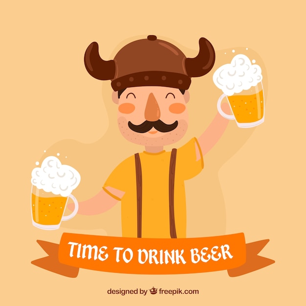 Vector gratuito fondo hecho a mano de cerveza