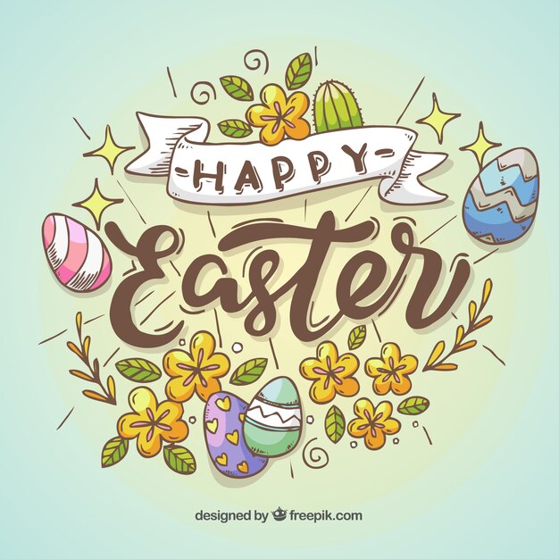 Fondo hecho a mano de feliz día de pascua