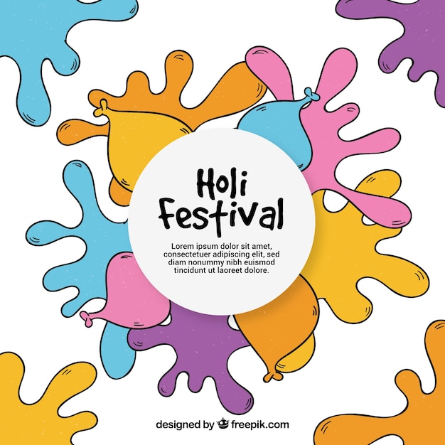 Vector gratuito fondo hecho a mano de festival holi