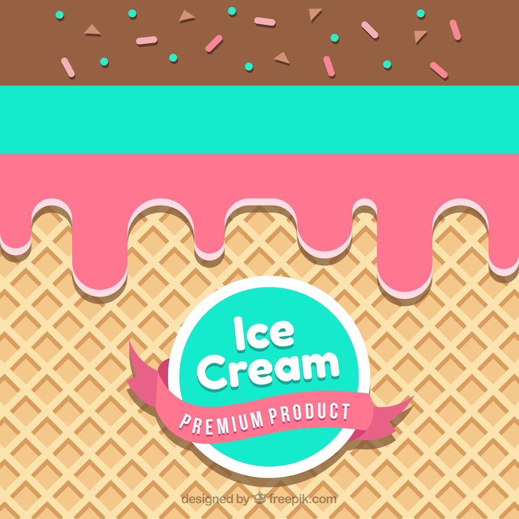 Vector gratuito fondo de helado con galleta en diseño plano