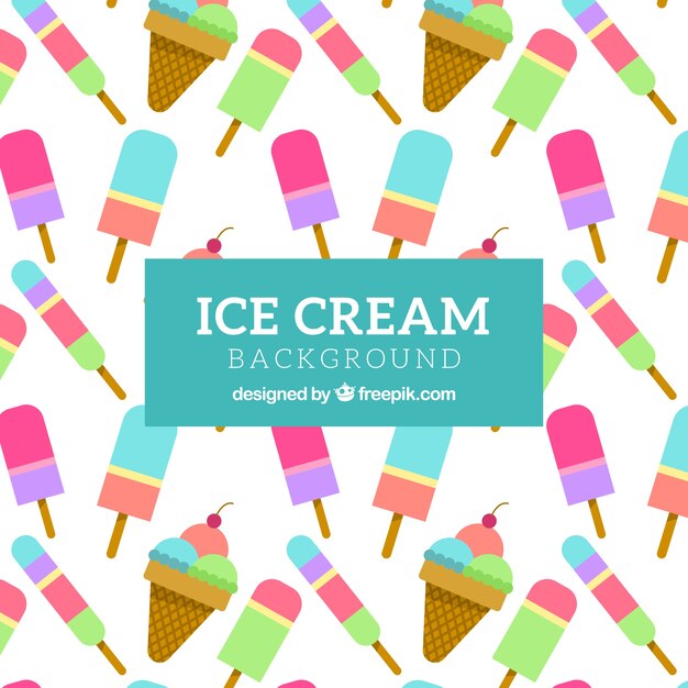 Fondo de helados de colores en diseño plano