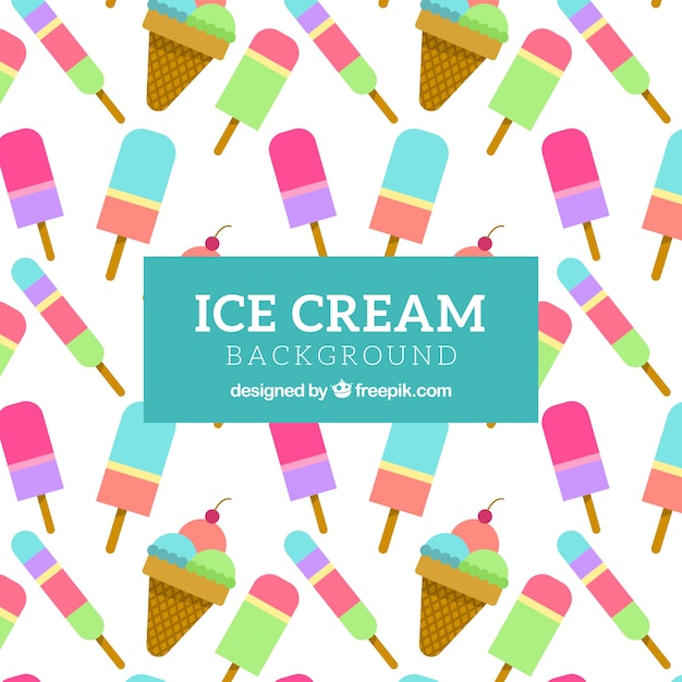 Fondo de helados de colores en diseño plano 