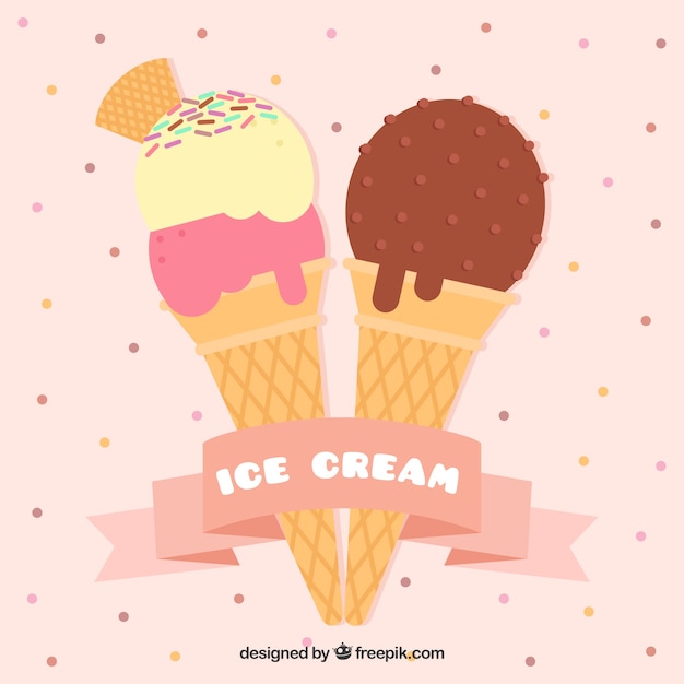 Fondo de helados en diseño plano