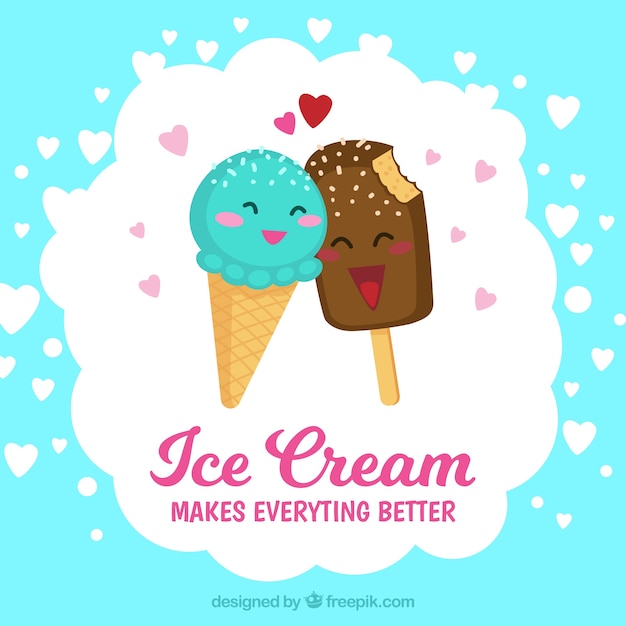 Vector gratuito fondo de helados enamorados
