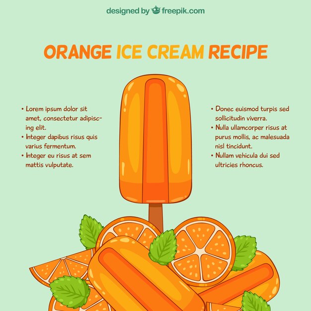 Fondo de helados de naranja dibujados a mano 