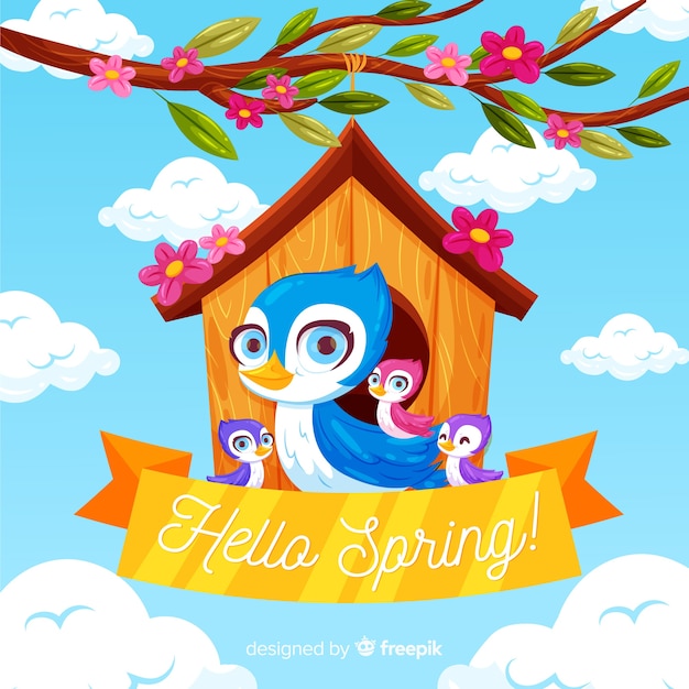 Vector gratuito fondo de hello spring