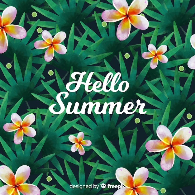 Fondo de hello summer de acuarela