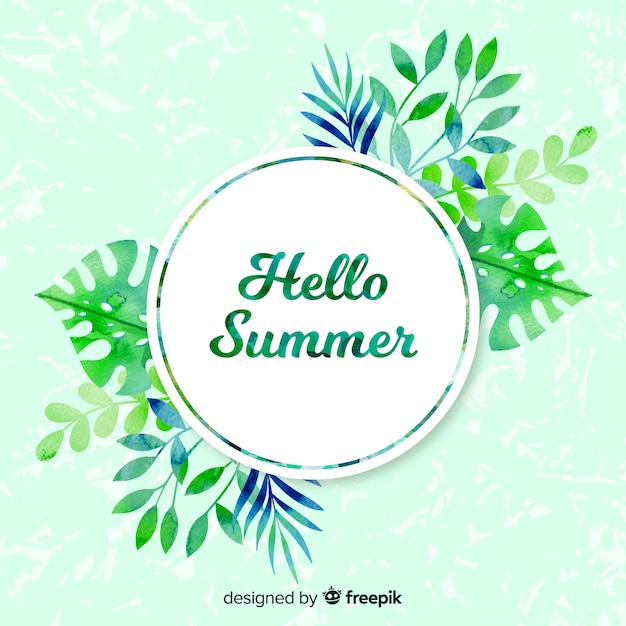 Fondo de hello summer de acuarela