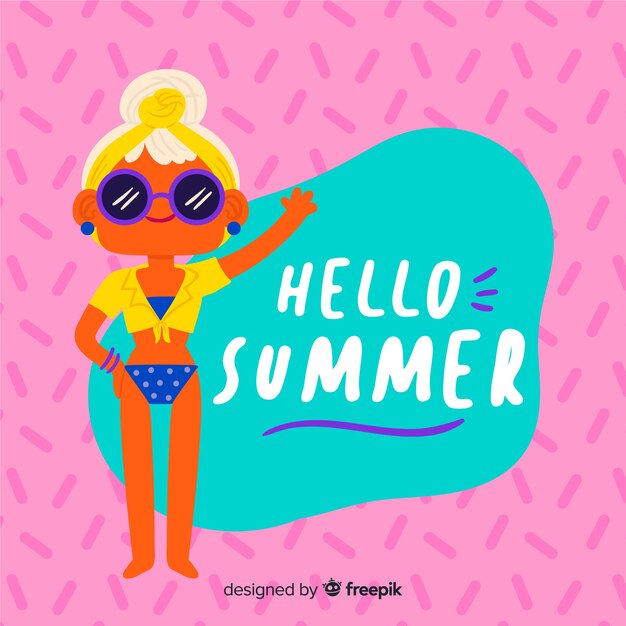 Fondo hello summer dibujado a mano