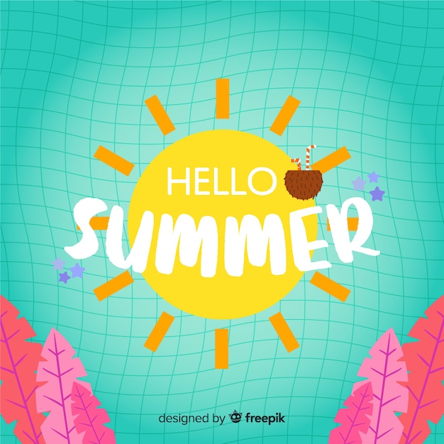 Fondo hello summer dibujado a mano