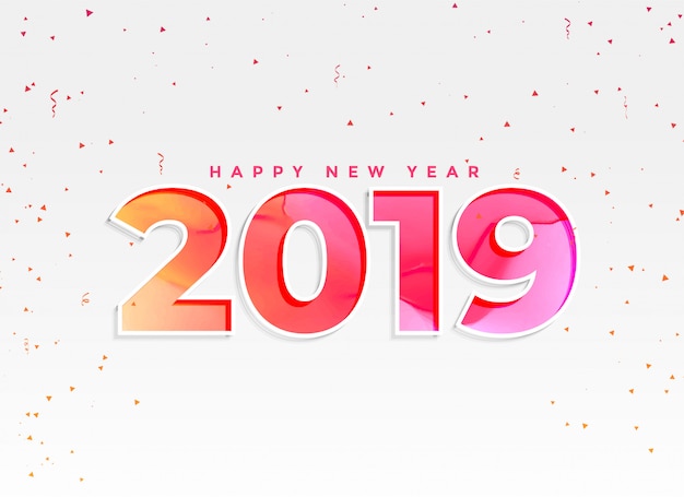 Fondo hermoso año nuevo 2019 con confeti