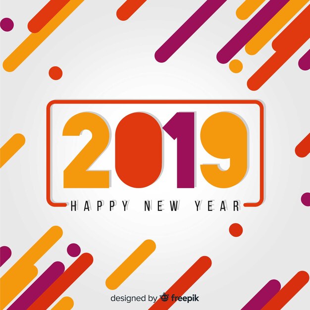 Fondo hermoso de año nuevo 2019 dibujado a mano