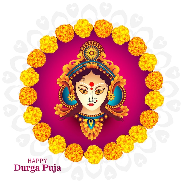 Vector gratuito fondo hermoso decorativo feliz de la tarjeta del festival indio de durga puja