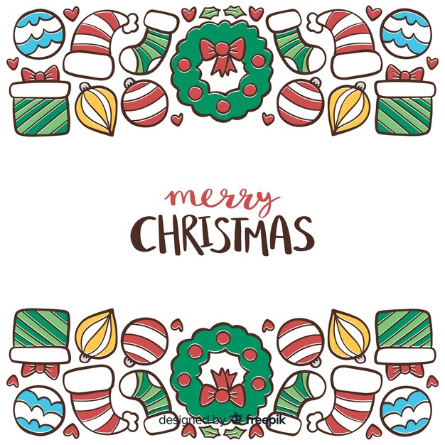 Fondo hermoso de navidad dibujado a mano