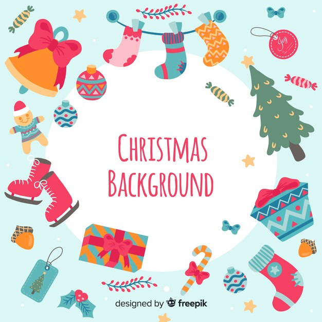 Fondo hermoso de navidad en estilo dibujo a mano